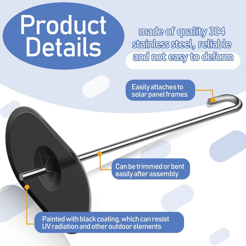 Solar Panel Bird Guard Fastener Clips Kit for One Size, silver