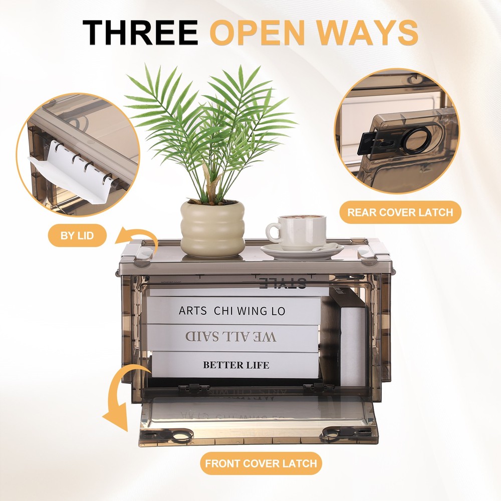 26.4 Quart Plastic Stackable Storage Bins Foldable Box for Bedroom(Orange)