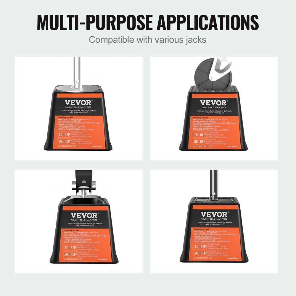 4-Pack Trailer Jack Blocks 6000LBS RV Leveling Block RV Camper Stabilizer Stands