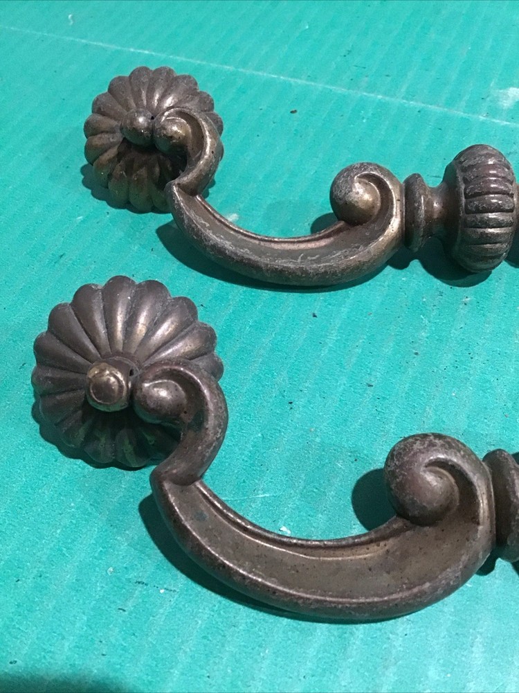 (2) Original Bernhardt Heavy Cast Brass Drop Bail Drawer Pull BS1 40079 Handle