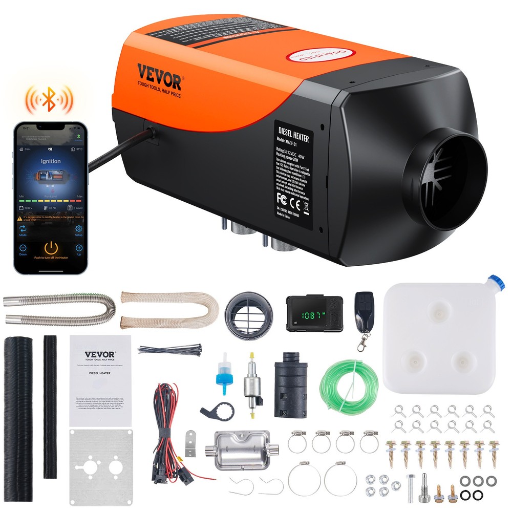 VEVOR Diesel Air Heater 12V 2KW Bluetooth App LCD Display for Car Bus RV Camper