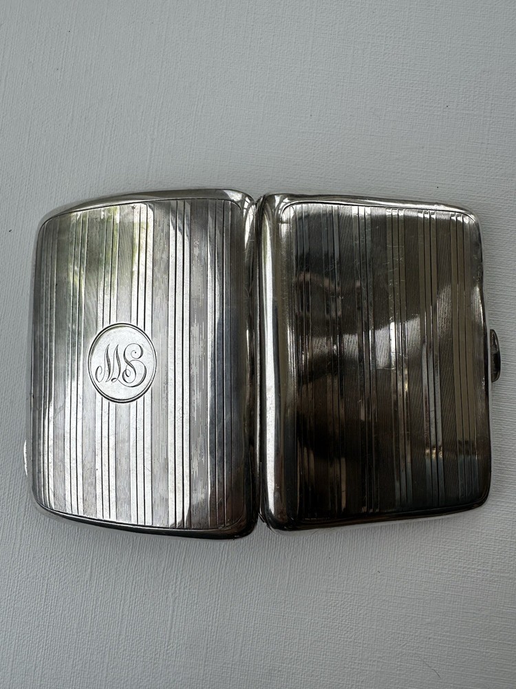 Sterling Silver Antique Engraved Design Cigarette Case, SW