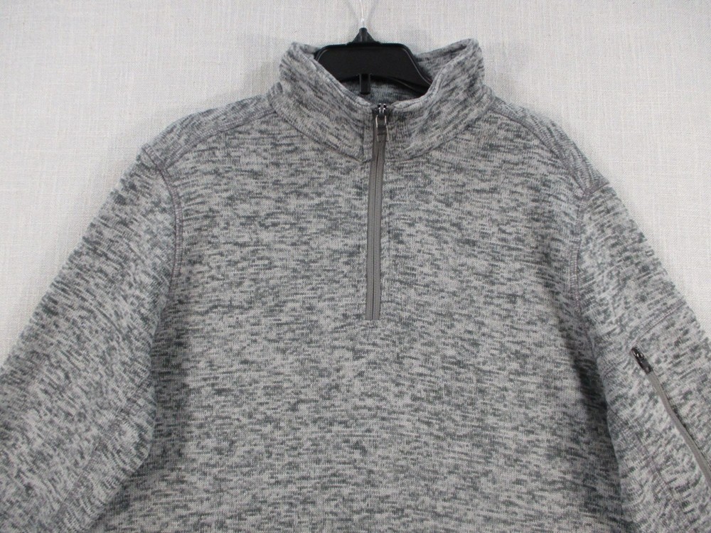 Lands End Grey Quarter-Zip Pullover Sweater Size M 10-12