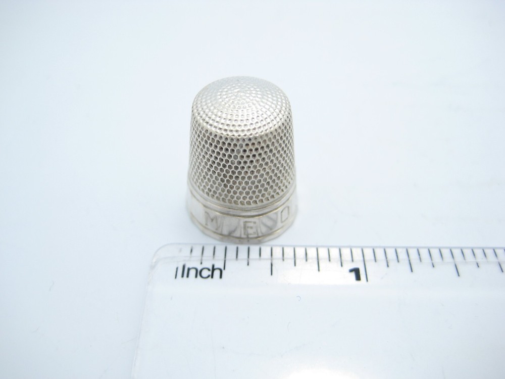 Antique Sterling Silver Sewing Thimble Size 10 Monogrammed