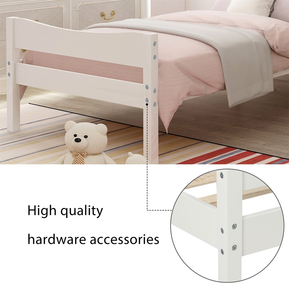Twin Size Bed Frame Wood Platform Bed Frame with Headboard White/Walnut/Espresso