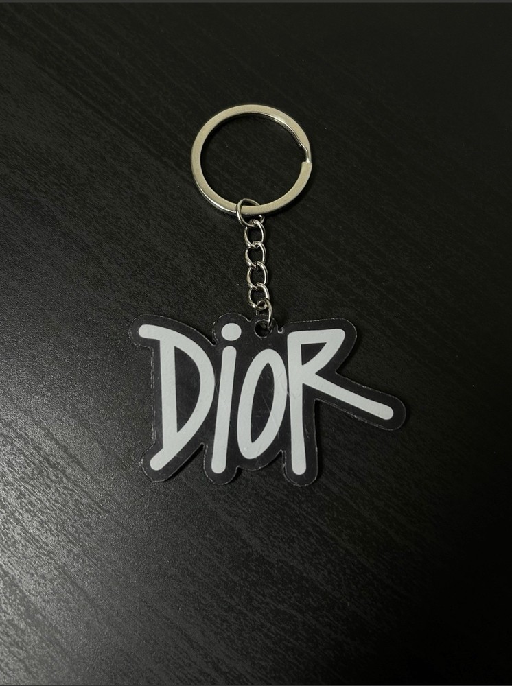Dior Custom Keychain Backpack Accessory Bag Charm Black Silver Logo