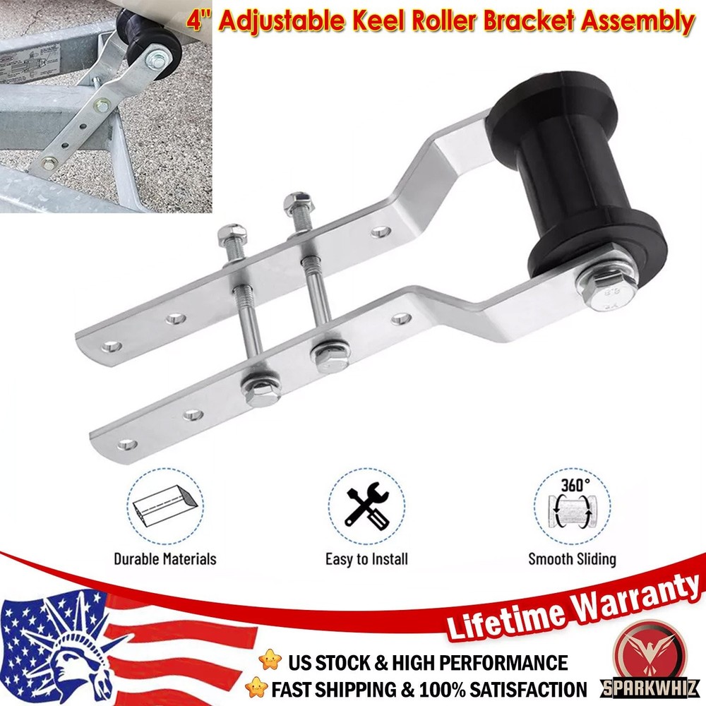 4" Adjustable Keel Roller Bracket Assembly for 2" Tongue Boat Replacement