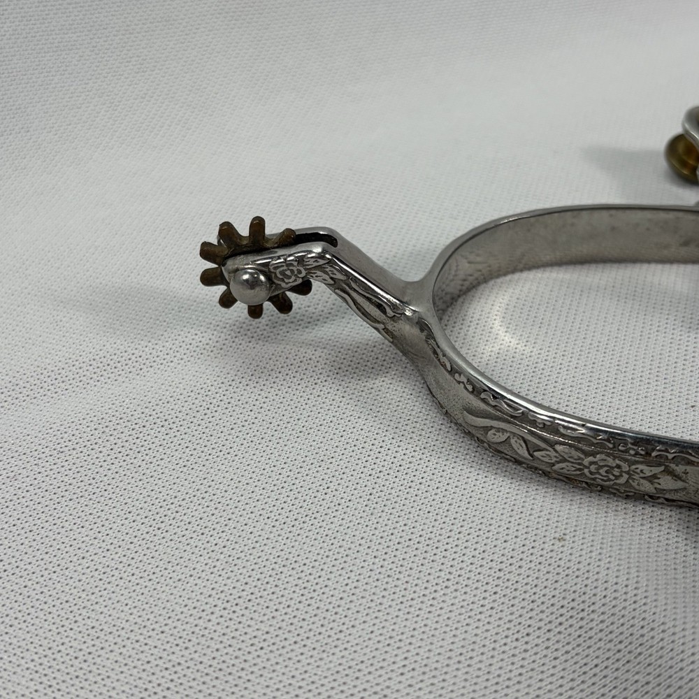 Partrade Metalab Leaf Engraved Silver Western Spurs