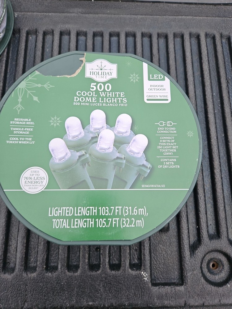 Holiday Time 500-Count Cool White LED Dome Christmas String Lights