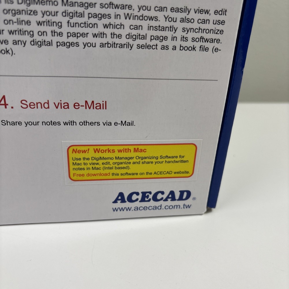 ACECAD DigiMemo L2 Letter Size Digital Notepad /w Pen Manual Software