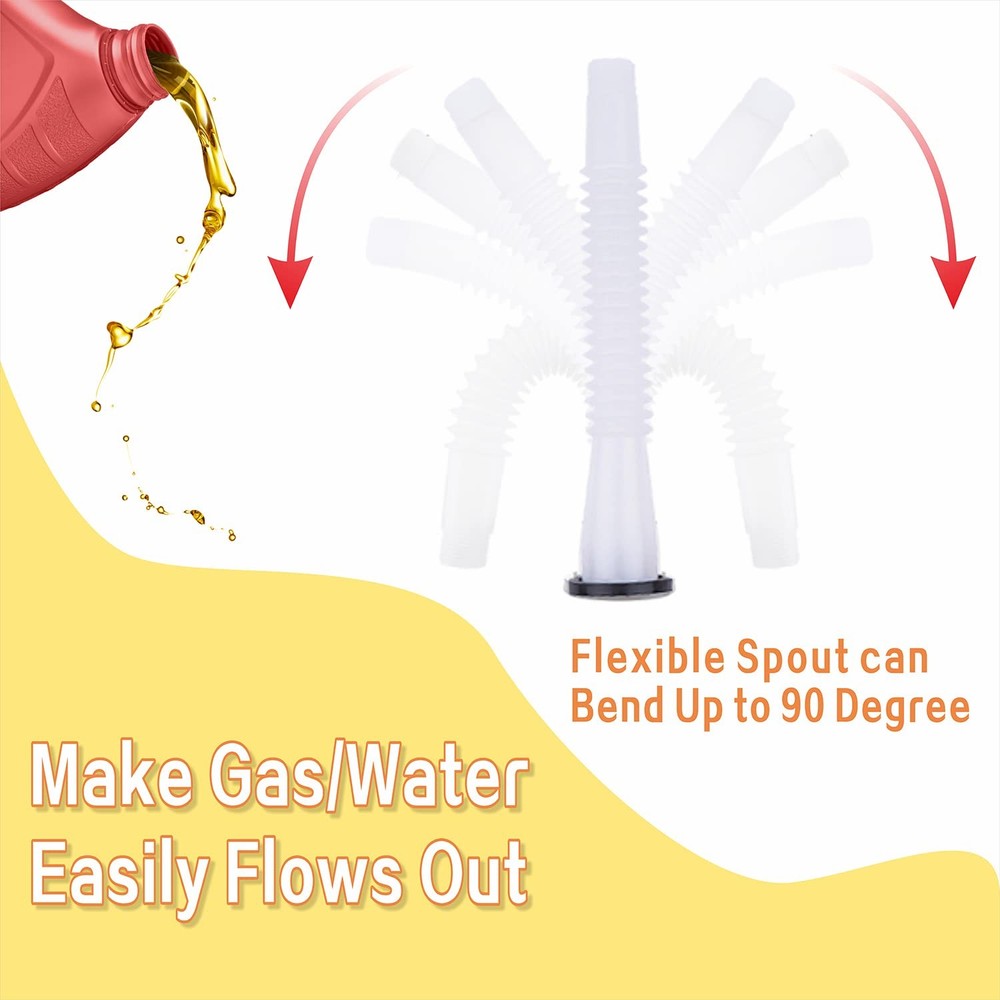 Replacement Gas Can Spouts Improved Design Flexible Pour Nozzle for White