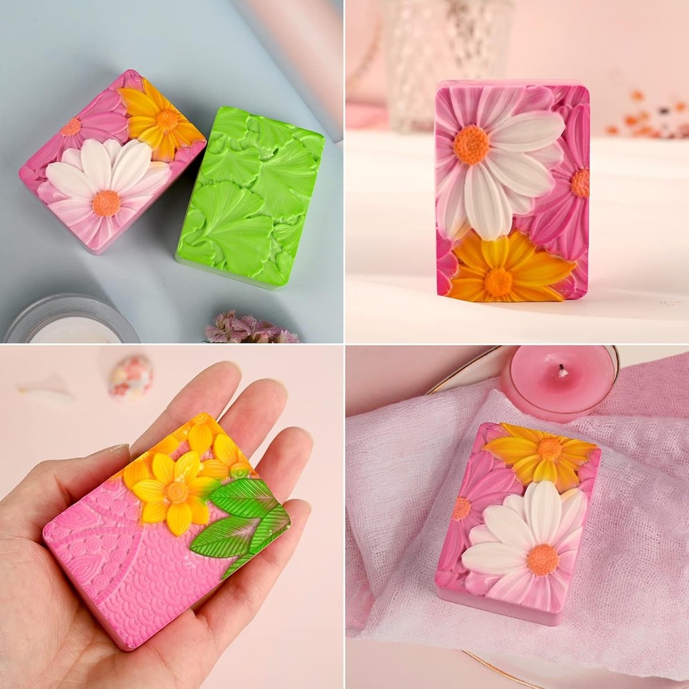 HUAKENER 2 Pack Silicone Soap Molds, Rectangle Soap Making Mold, 3D Rectangular