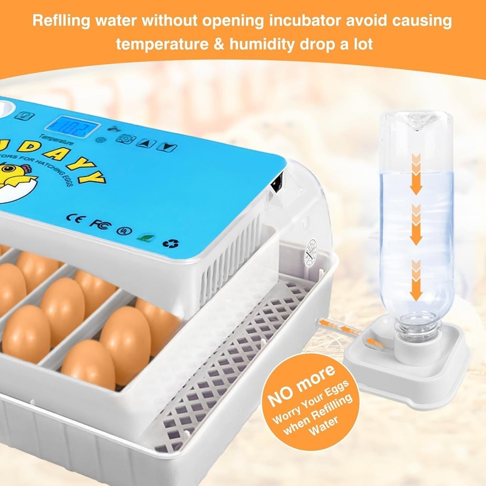 15-35 Eggs Incubator with Automatic Egg Turning and ℉Temperature Display LED Can
