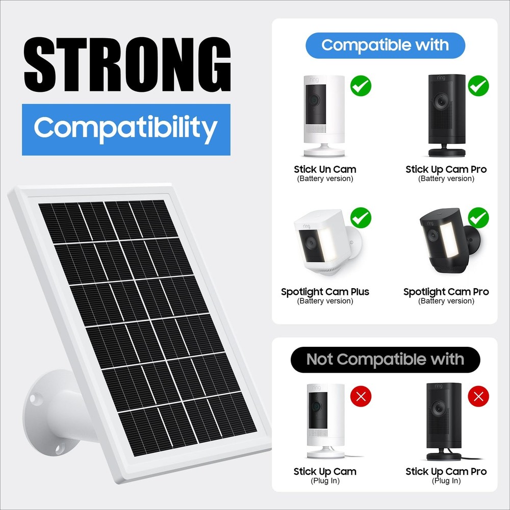 Solar Panel for Ring Camera, 2 Pack solar panels for Ring Security Camera, 5W...