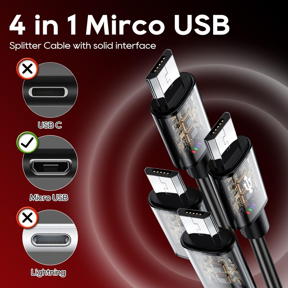 UCEC USB to Micro Splitter, 4 in 1 Charging Cable for Multiple...