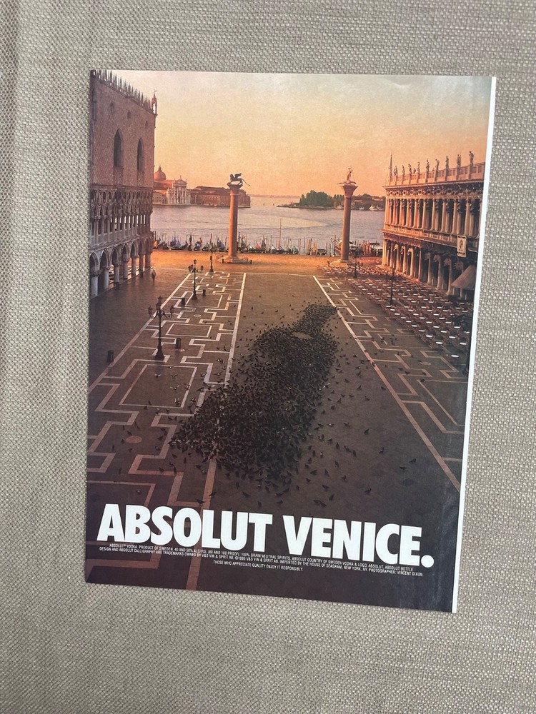 ABSOLUT VENICE VODKA  AD 1995 Magazine Advertisement