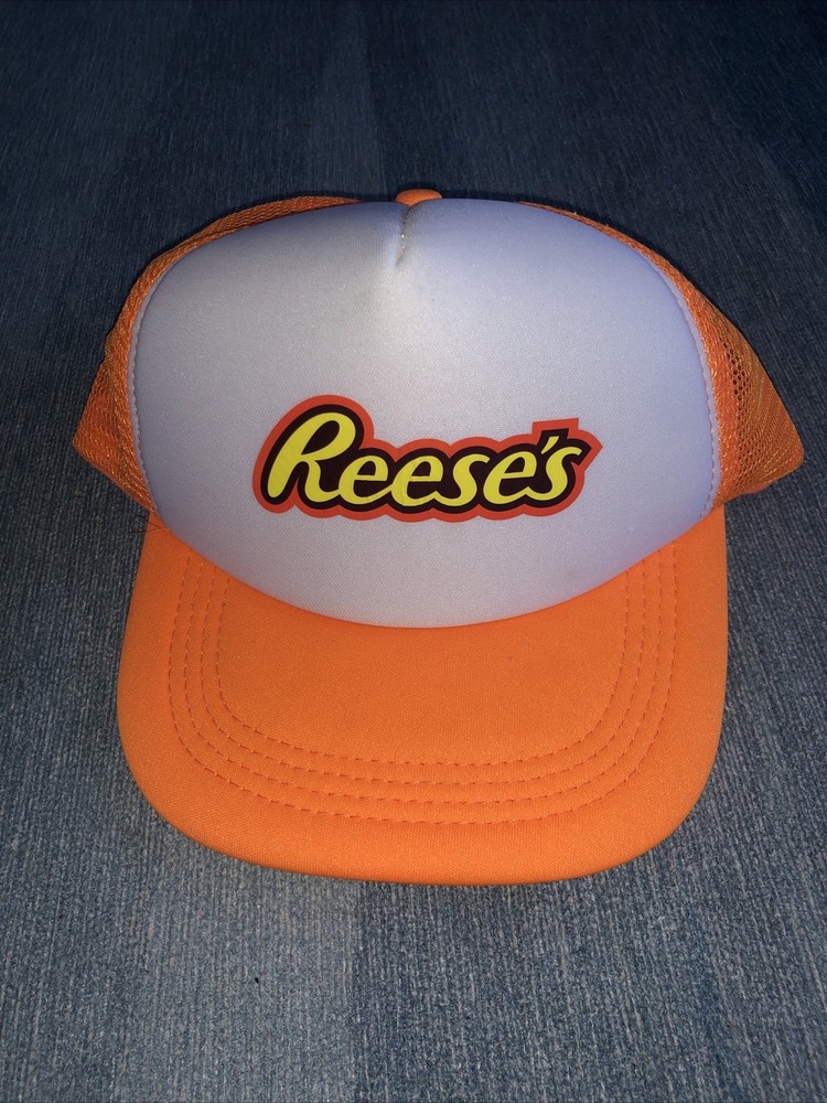 Reeses Peanut Butter Cups Strap-back Trucker Hat - Orange Mesh