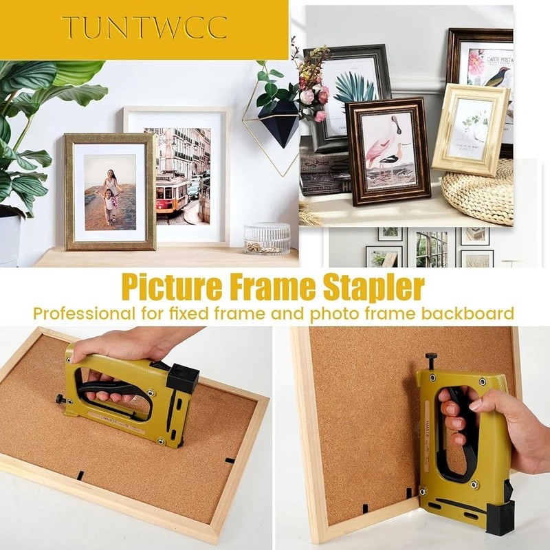 Manual Frame Stapler Tools W/ 2000 Nails Adjustable Depth Aluminum Alloy New