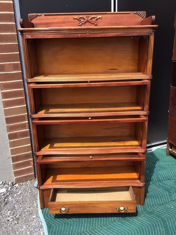 Wernicke System Elastic Stacking Bookcase in Mahogany with Corner Columns