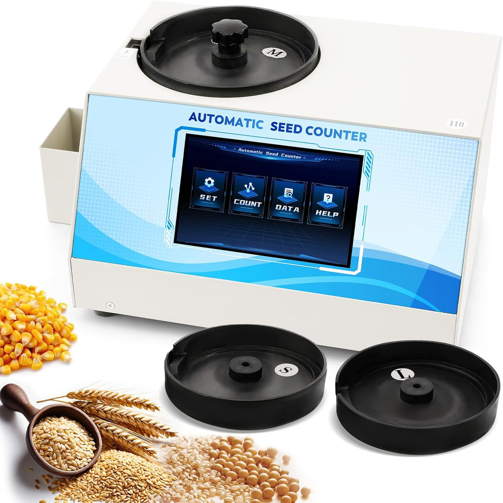 Adjustable Speed 3-Plate Touchscreen Seed Counter with Data Storage