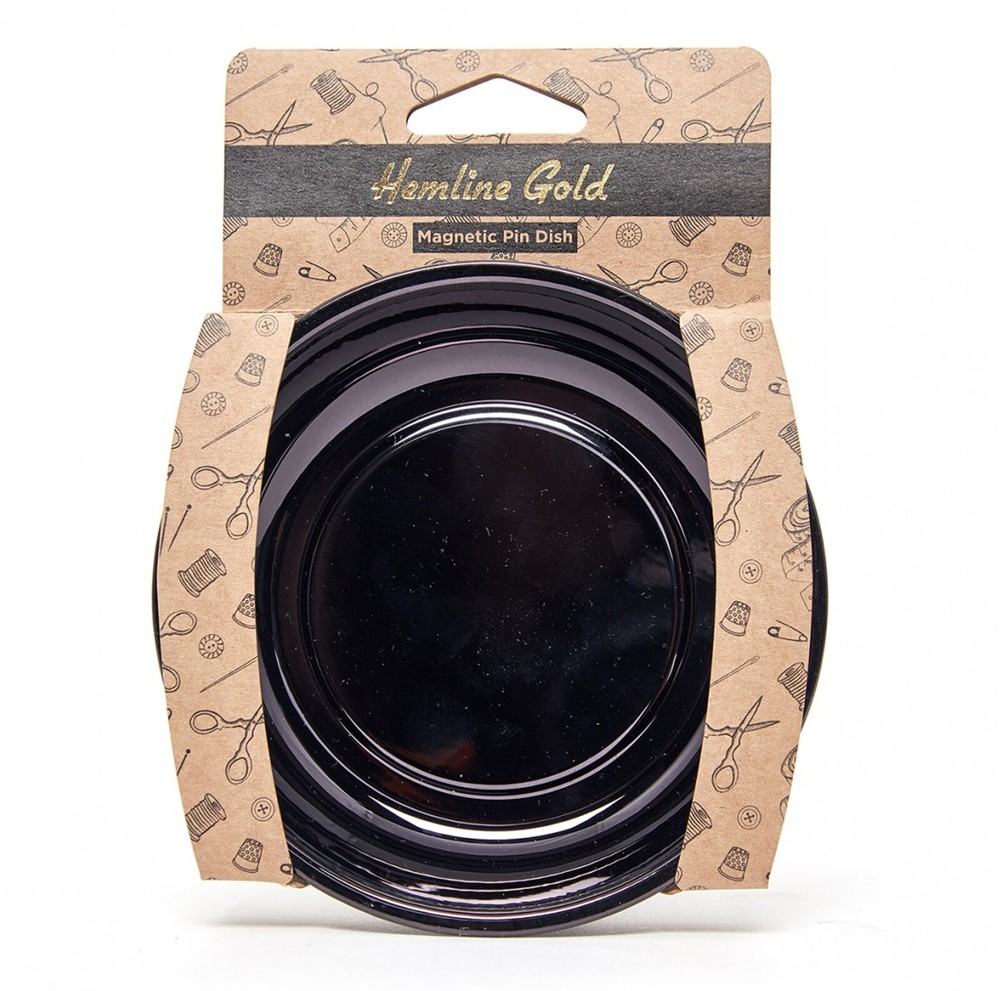 Hemline Gold Magnetic Pin Dish Black