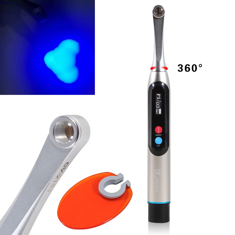 Dental LED Curing Light Wireless 1 Second Cure Lamp Wide Spectrum Max Intensity