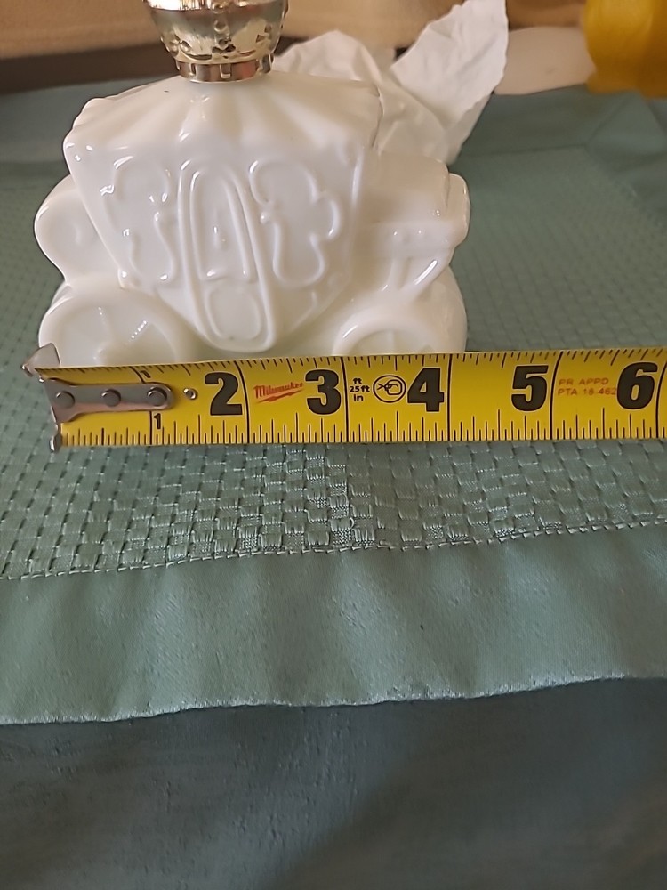 VINTAGE WHITE GLASD CARRIAGE CONTAINER (BIN YY)