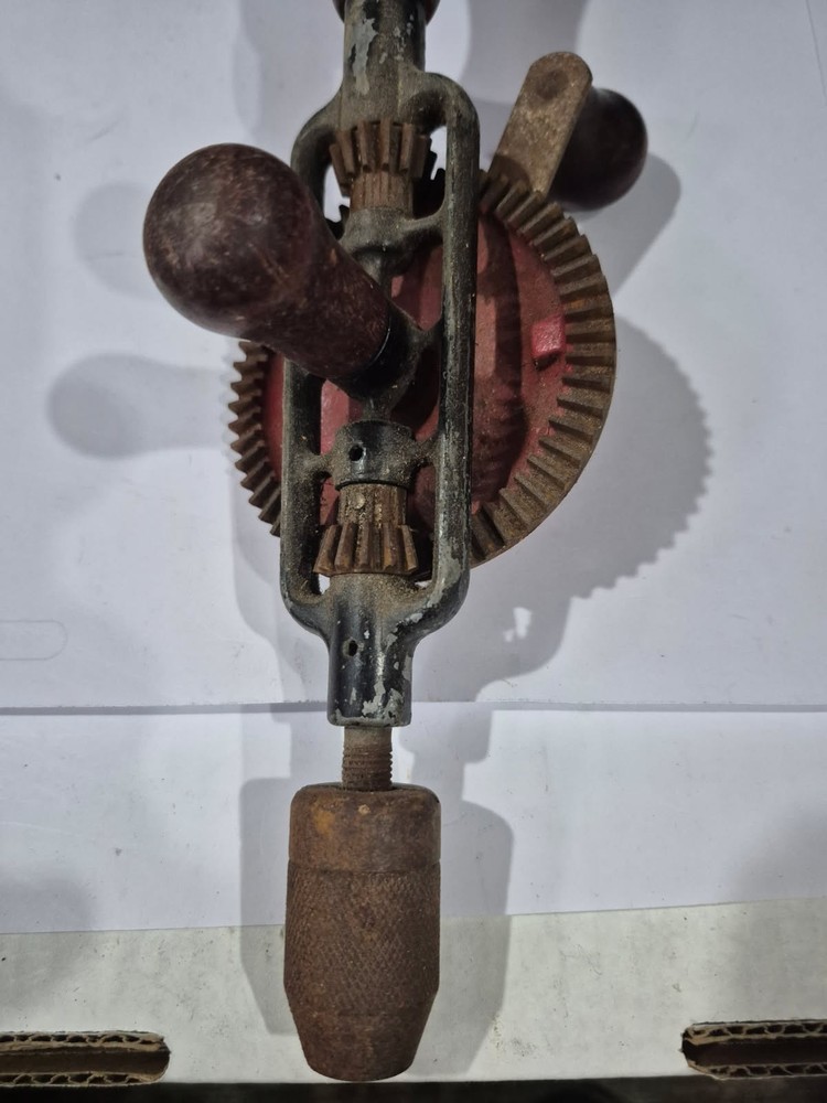 Vintage Hand Drill Antique Eggbeater Style Red