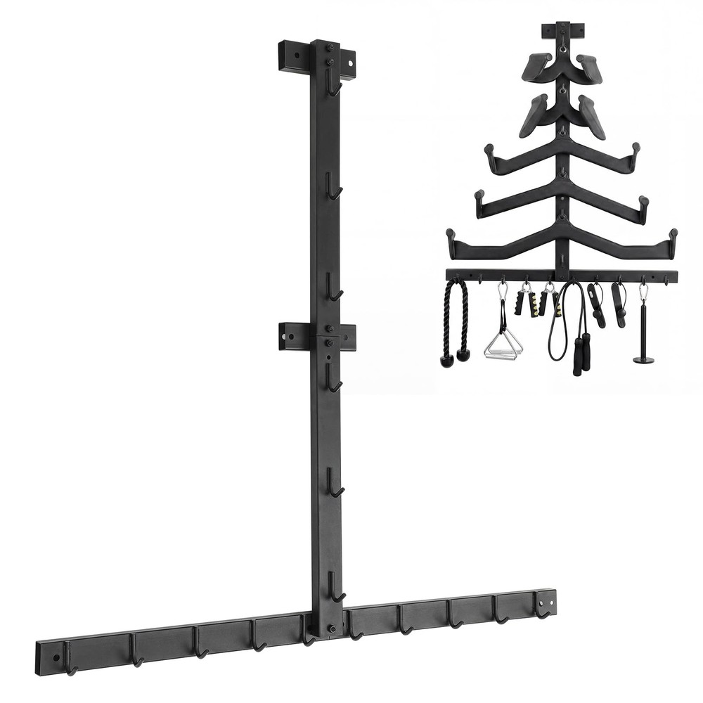 Wall-mounted Gym Accessory Storage Rack, Heavy-duty Steel Lat Pulldown Attach...