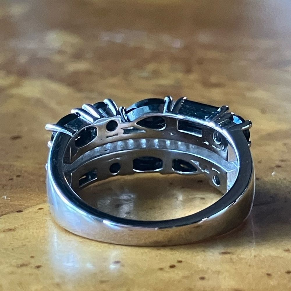 Natural Black Spinel Sterling Silver Ring Size 5.75