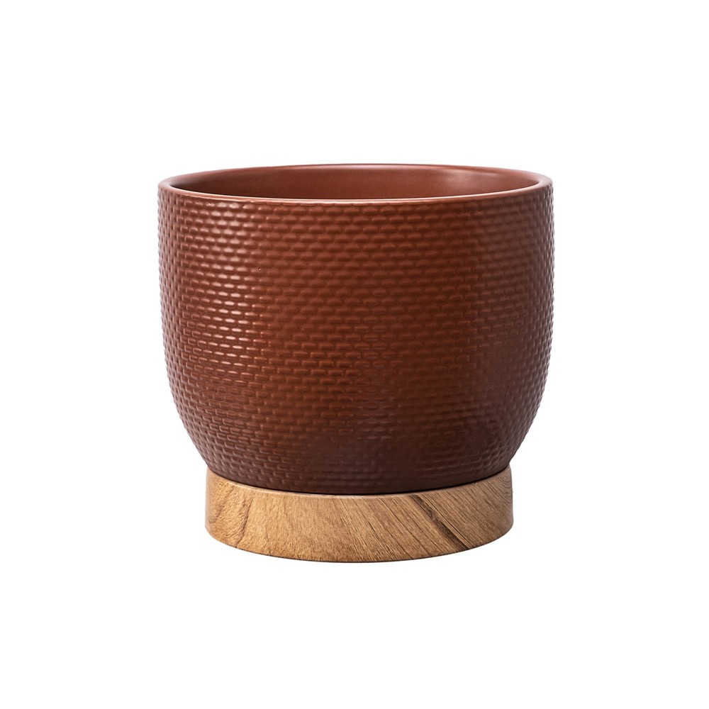 8 Inch Woven Red Ceramic Planter Pot
