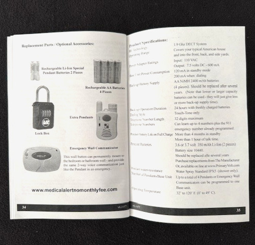 LIFE LINK RESPONSE 2 WAY VOICE EMERGENCY RESPONSE SYSTEM, PENDANT & 911 FORWARD