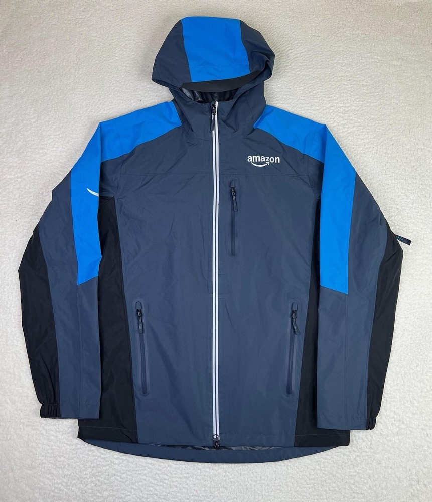 Amazon Jacket Mens Medium Blue Hooded Lightweight Rain Shell Luly Yang