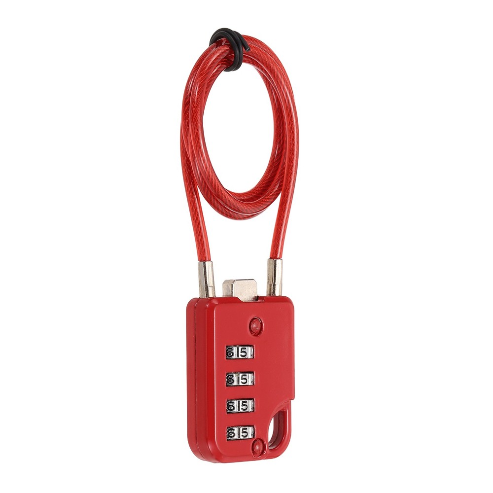 1-Pack Combination Padlock, 4 Digit 20 in Cable Luggage Lock [Red]