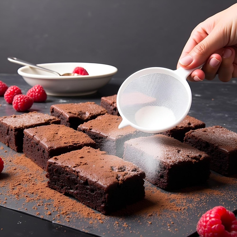 White Mesh Kitchen Sifter Plastic Mesh Strainers Sieve Colanders & Sieve