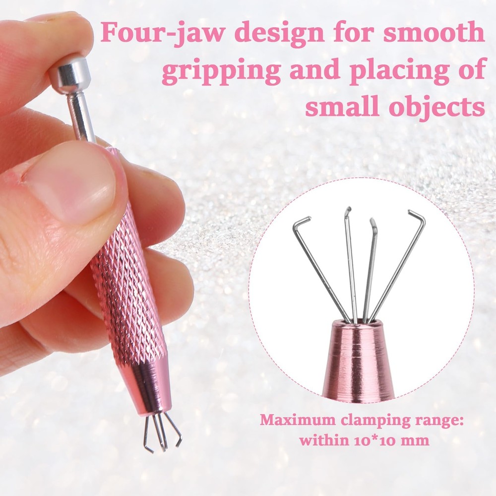 cobee 2 Pcs Piercing Ball Grabber Tool, Changing Tools Silver+Pink