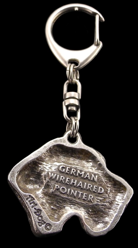 German Wirehaired Pointer - Silver-plated key ring with a dog in a gift box, han