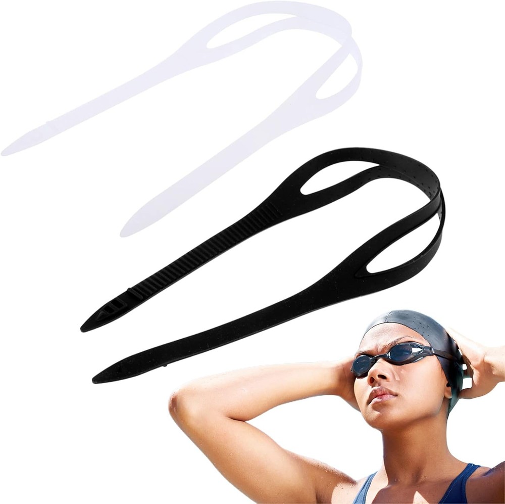 2 Pack Silicone Swimming Goggles Strap, Dive Eyewear Strap Replacement, Swim...