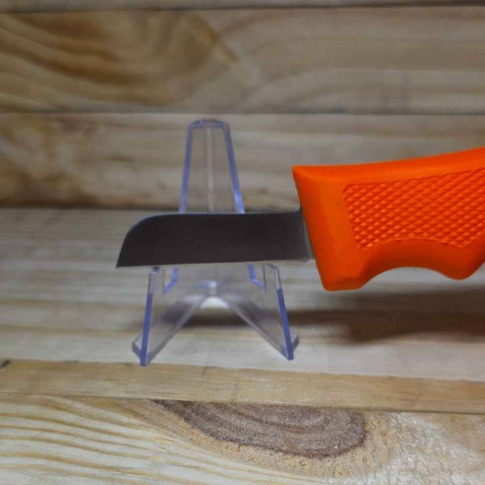 Utility Fixed Blade Knife Orange Handle w/ Plastic Sheath