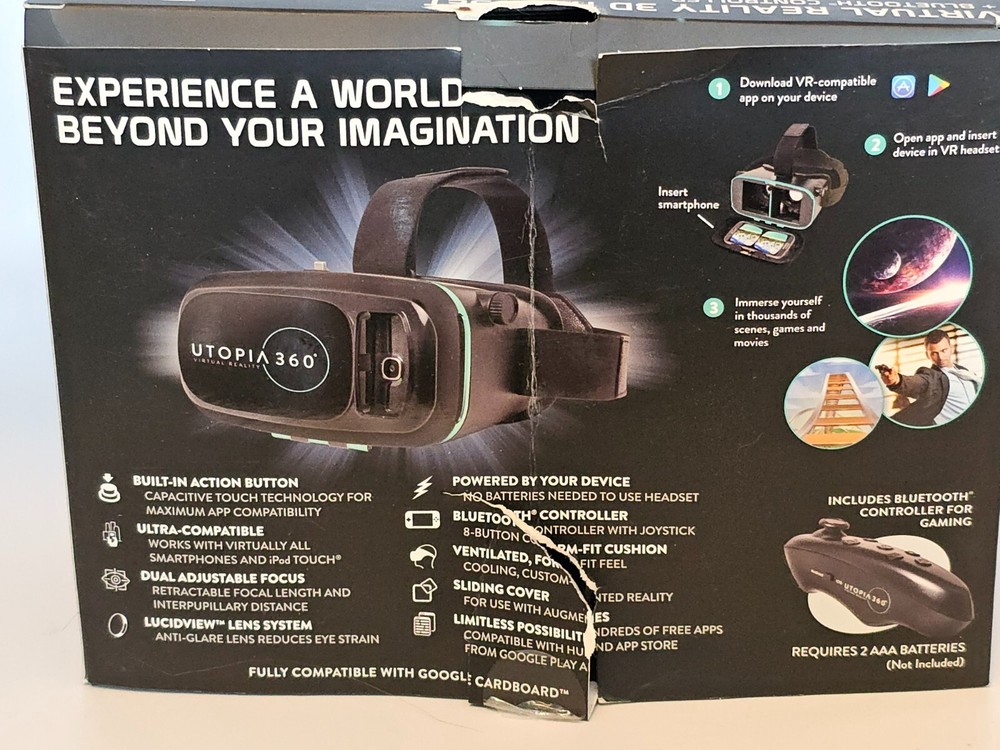 Utopia 360 Virtual Reality 3D Headset + Bluetooth Controller