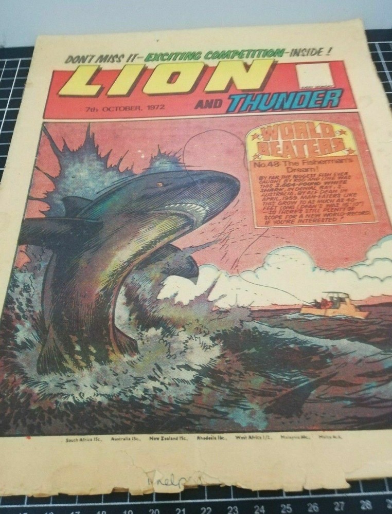 LION AND THUNDER 7TH OCTOBER 1972 FLEETWAY BRITISH WEEKLY COMIC