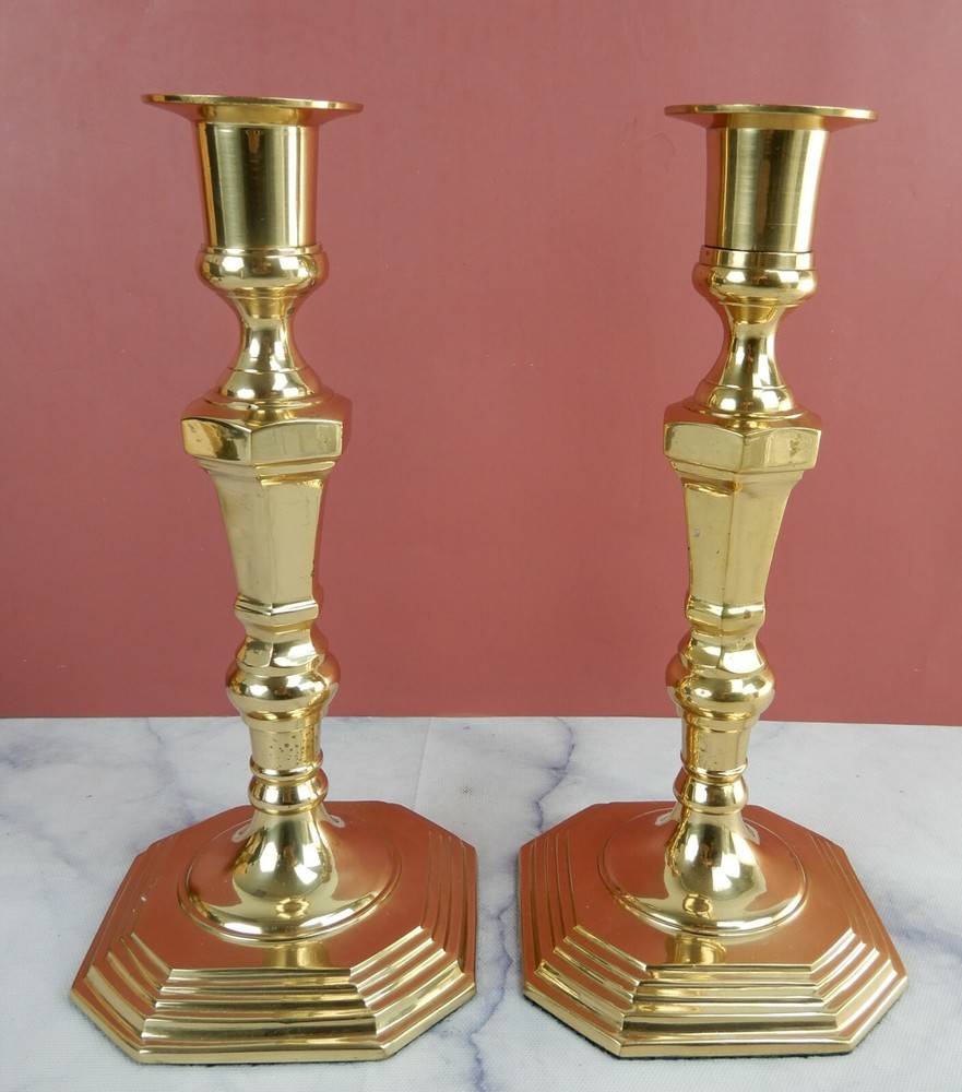Two Taper Brass Decorative Candle  Holders 9"