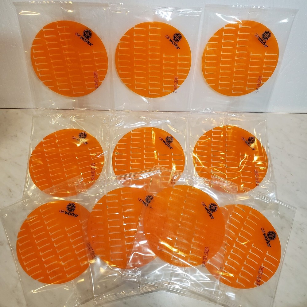 x10 Skilcraft Airworks Urinal Deoderizer Screens, Mango Orange, Made In USA