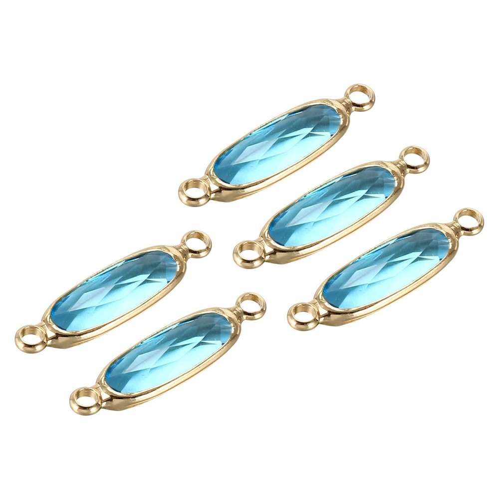 Birthstone Connector Link, 5Pcs Diamond Links, Round, Light Blue