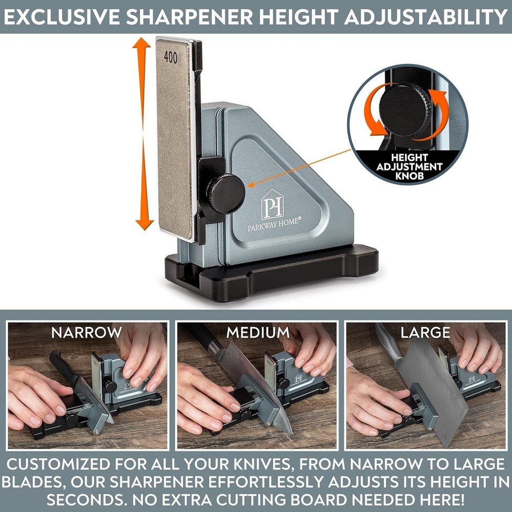 ADJUSTABLE ROLLING KNIFE SHARPENER KIT: Adjustable Height, 30 Angle Options, ...