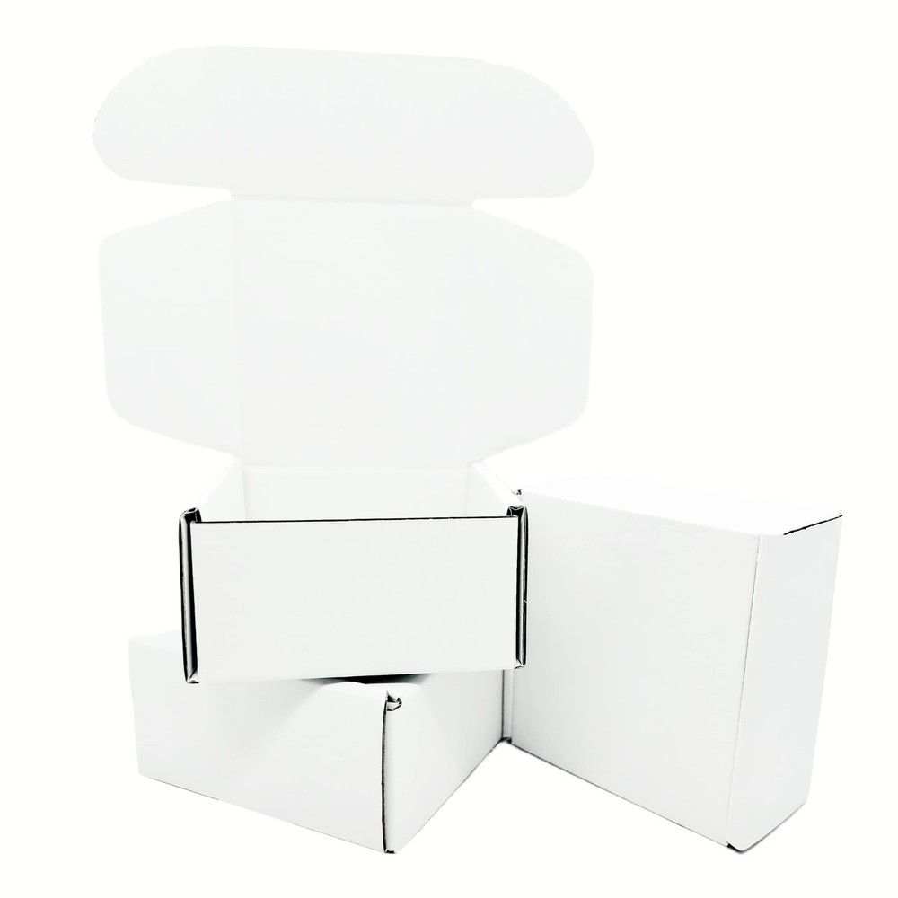 4x4x2 inch Small White Mailers Boxes Recyclable Corrugated Gift Box for Packa...
