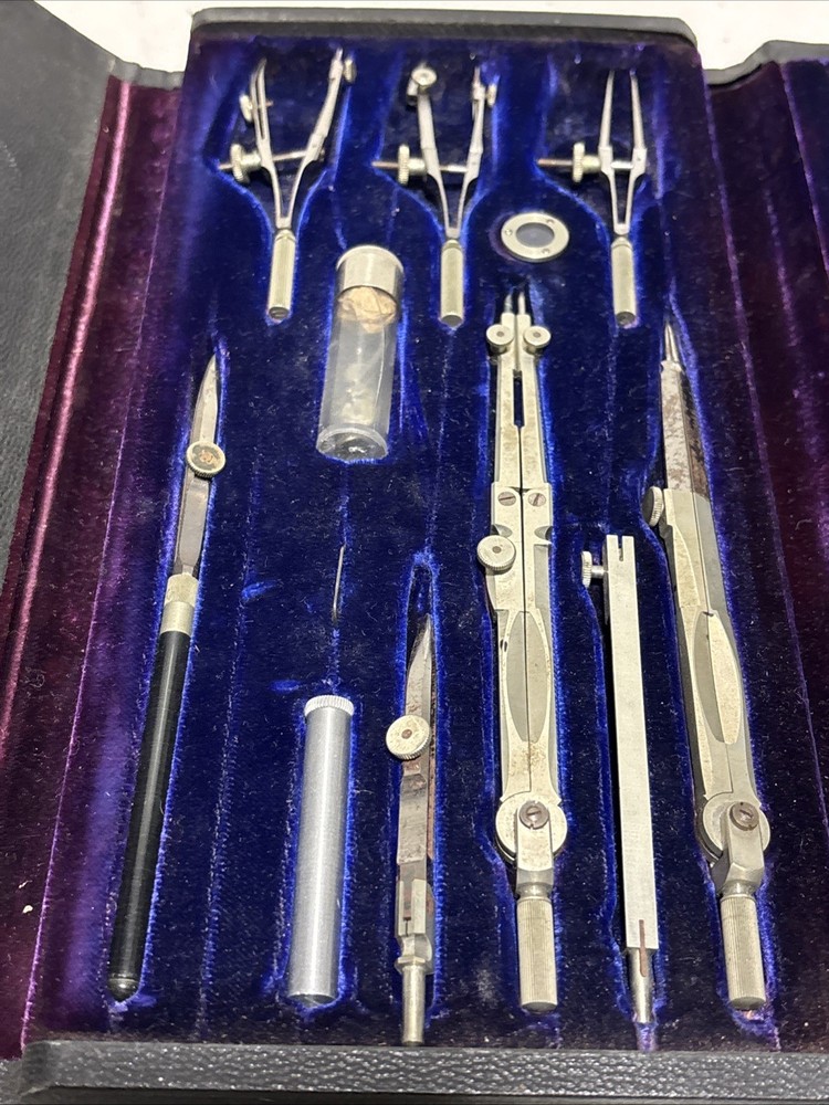 Vintage Keuffel & Esser Compass Drawing Set Drafting Germany Engineering Tools
