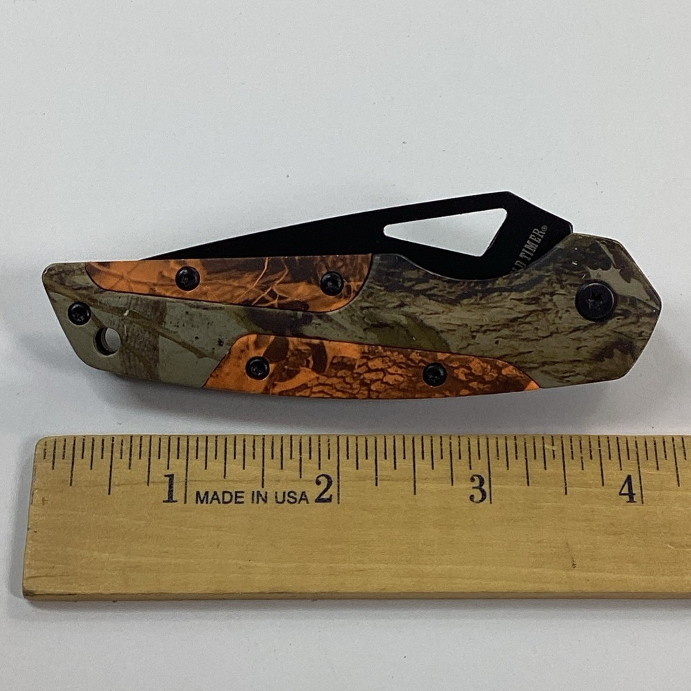 Old Timer Folding Pocket Knife Orange Treebark Camo
