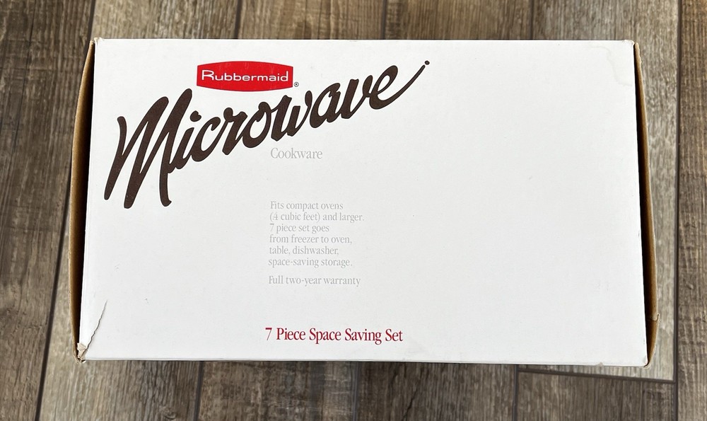 Rubbermaid Microwave Cookware 7 Piece Set White Space Saving Stackable Vintage