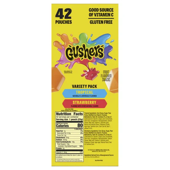 2-Pack Fruit Gushers Fruit Flavored Snacks, Variety Pack, 0.8 oz, 42-Count